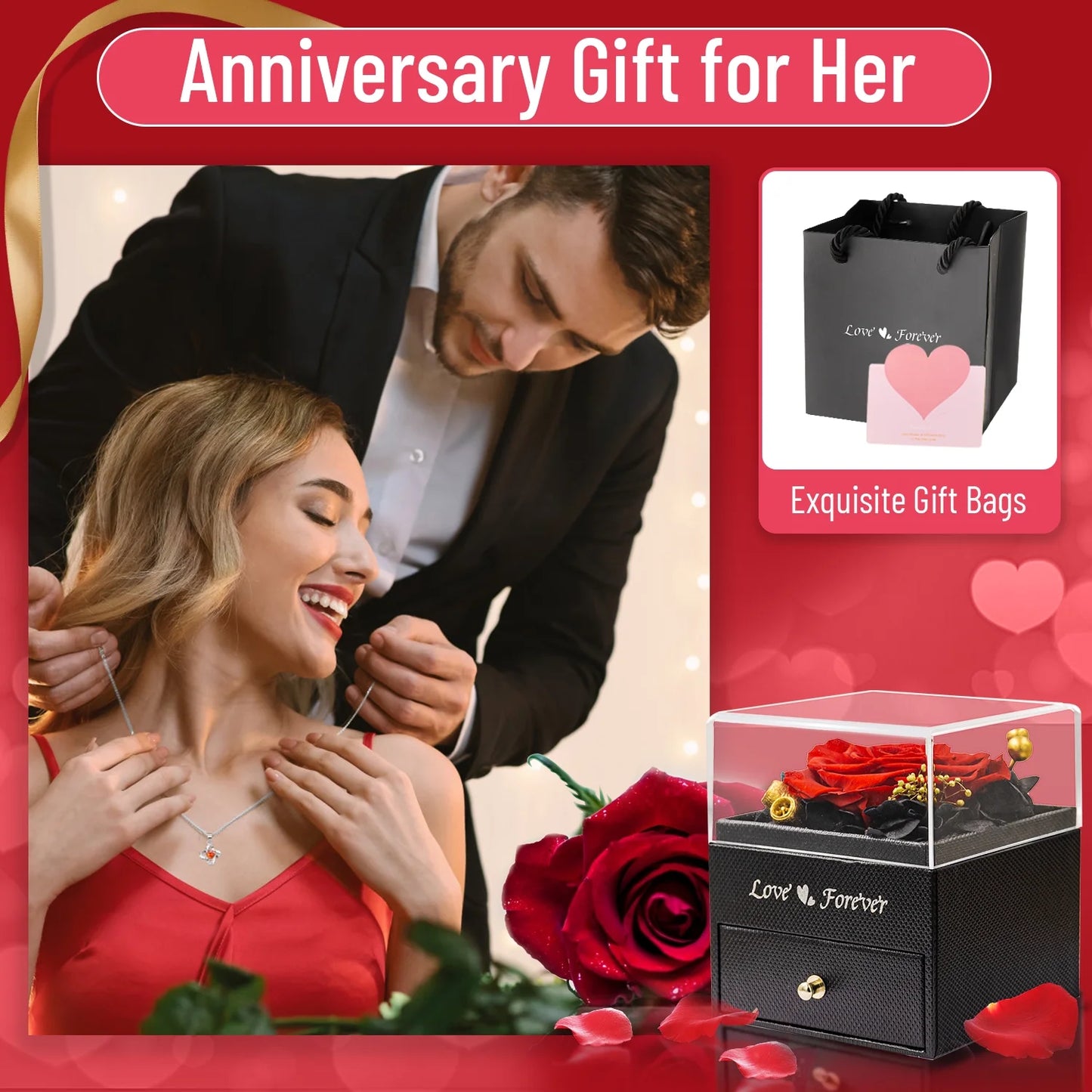 Eternal Rose with Jewelry Set Gift for Women