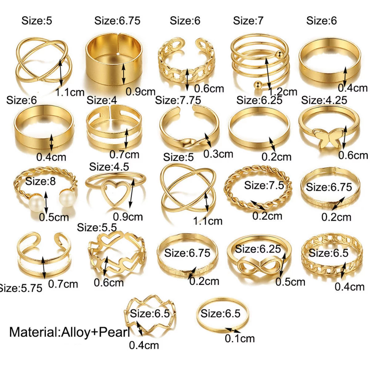 22PCS Stackable Knuckle Rings Set - Gold Wave Joint Finger Rings for Women