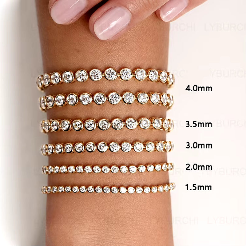 18K Gold Plated 925 Sterling Silver Shiny Sparkling Gemstone CZ Multi Size Tennis Fashion Bracelets