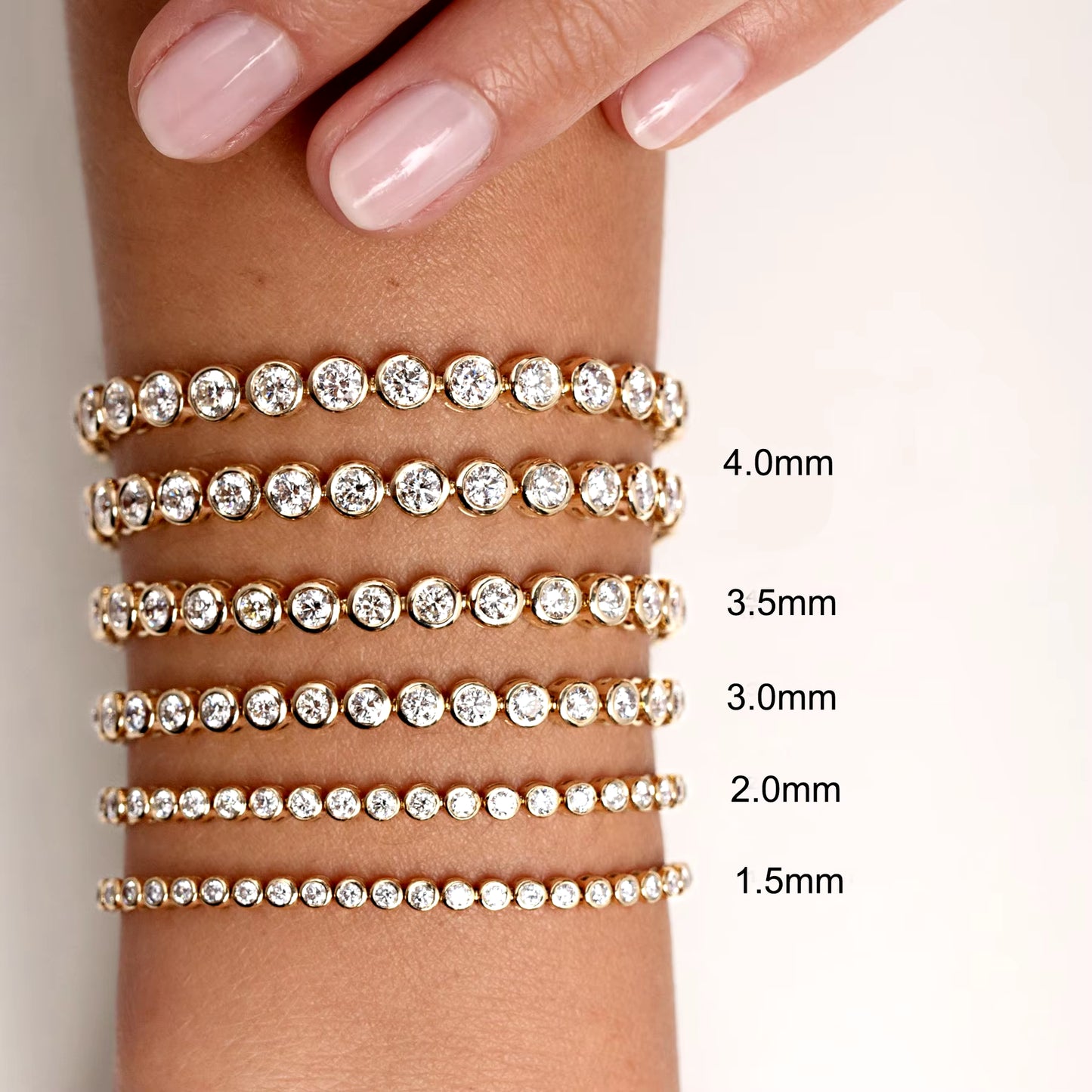 18K Gold Plated 925 Sterling Silver Shiny Sparkling Gemstone CZ Multi Size Tennis Fashion Bracelets