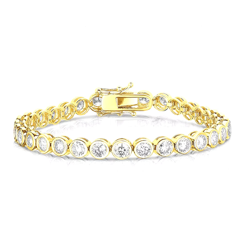 18K Gold Plated 925 Sterling Silver Shiny Sparkling Gemstone CZ Multi Size Tennis Fashion Bracelets