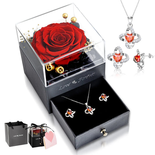 Eternal Rose with Jewelry Set Gift for Women