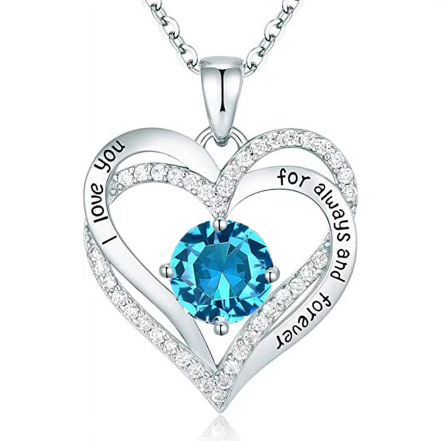 Heart-Shaped Love Pendant Necklace for Women with Birthstone Zirconia