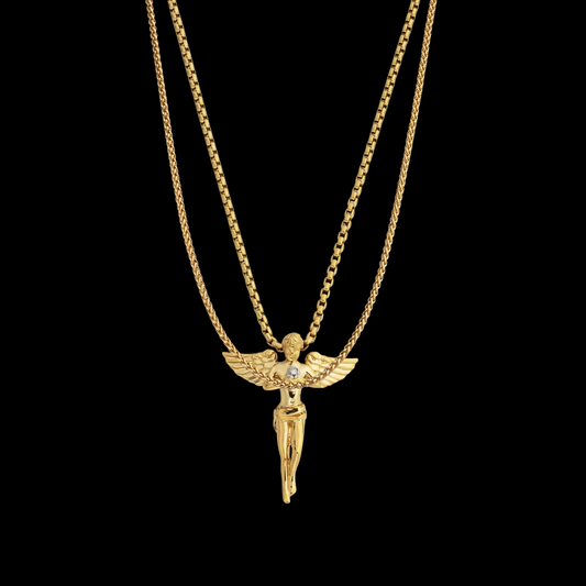 18K Gold Plated Cupids Revenge St. Michael Stainless Steel Necklace