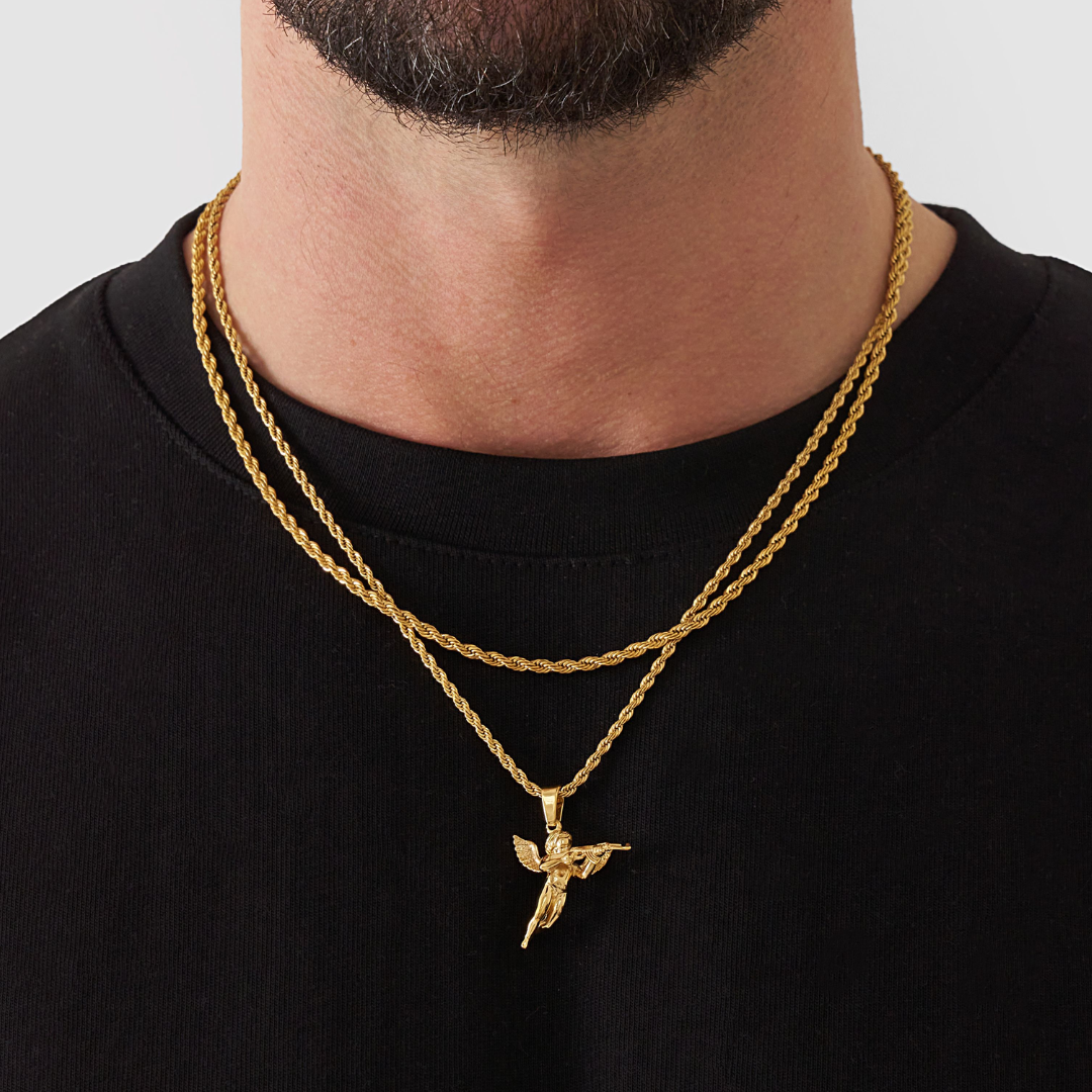 18K Gold Plated Cupids Revenge St. Michael Stainless Steel Necklace