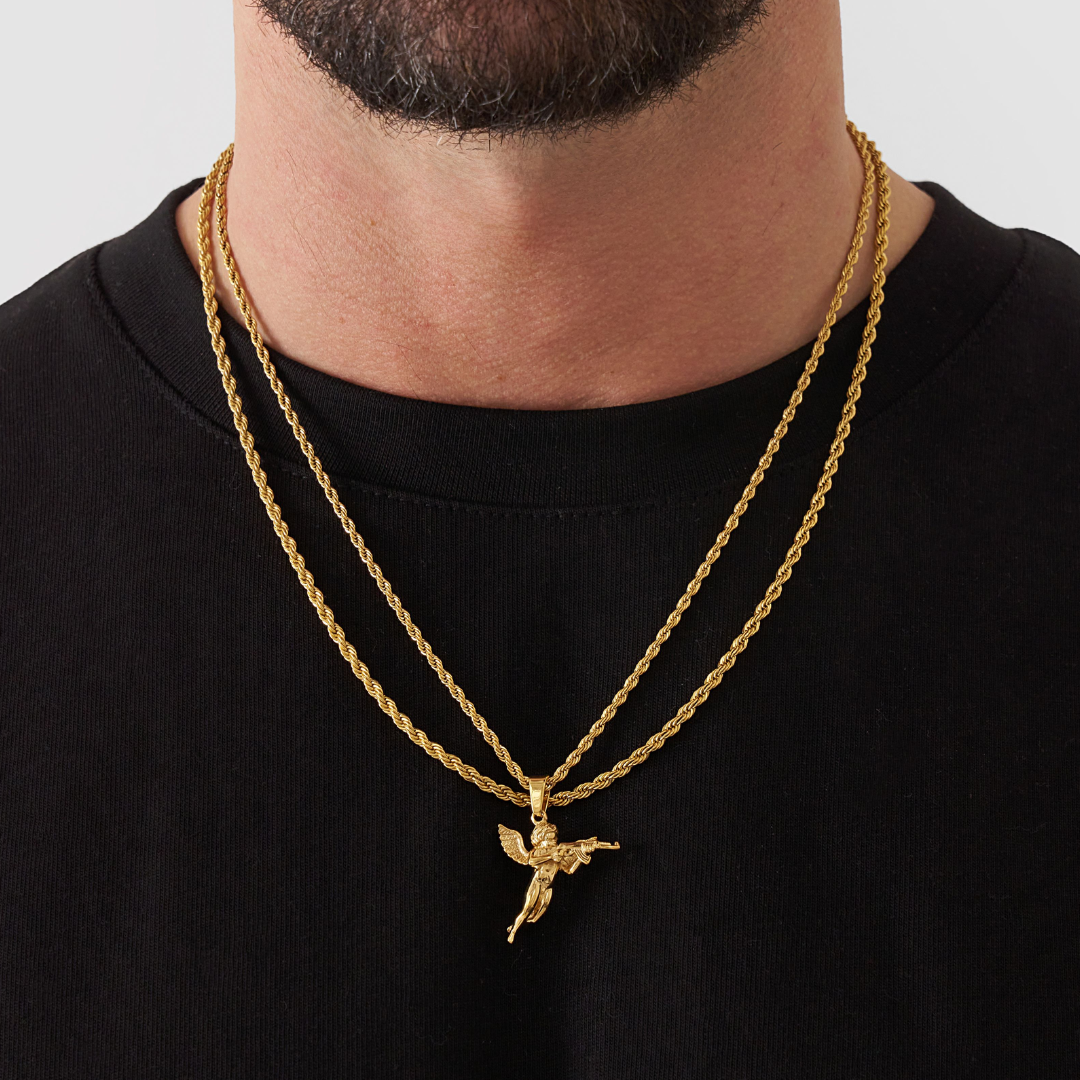 18K Gold Plated Cupids Revenge St. Michael Stainless Steel Necklace