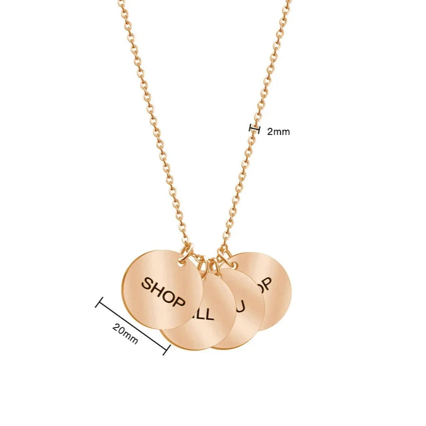 Customized Engraved Name Necklace – Coin Pendant with Personalized Text, Logo, or Initials