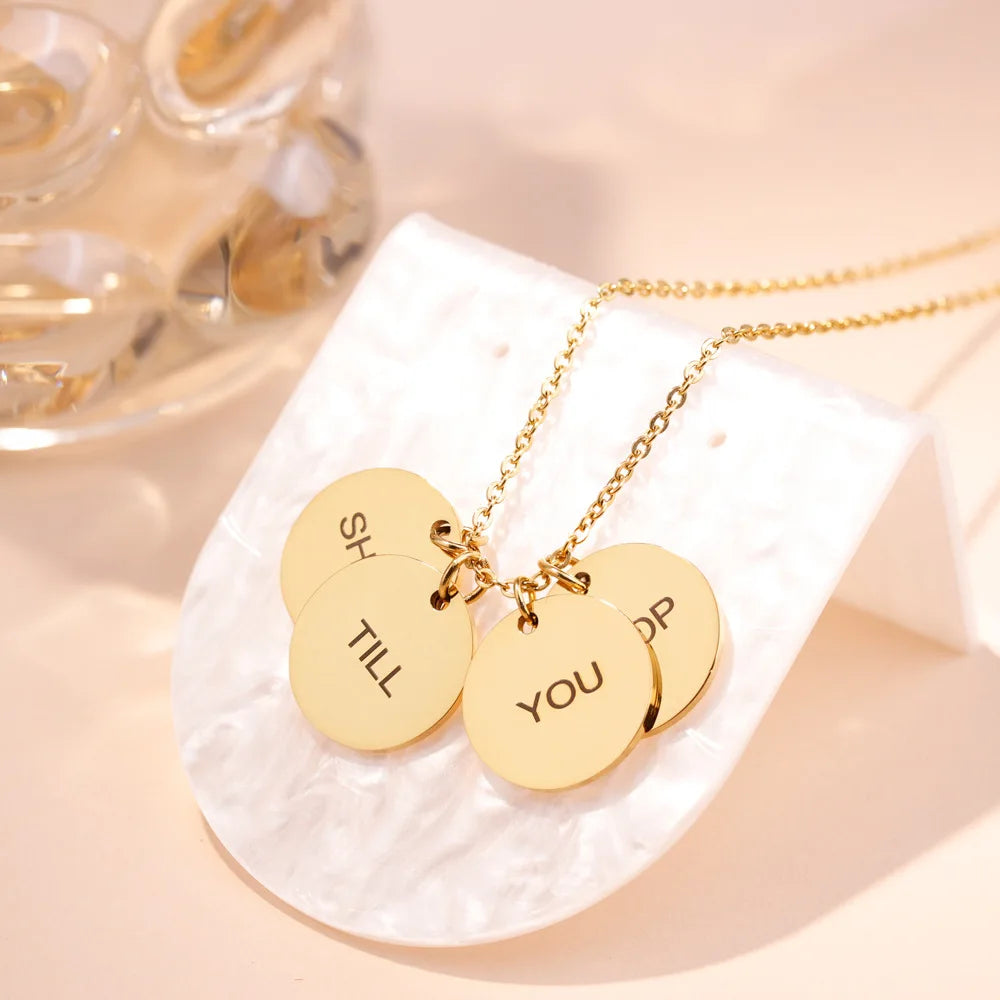 Customized Engraved Name Necklace – Coin Pendant with Personalized Text, Logo, or Initials