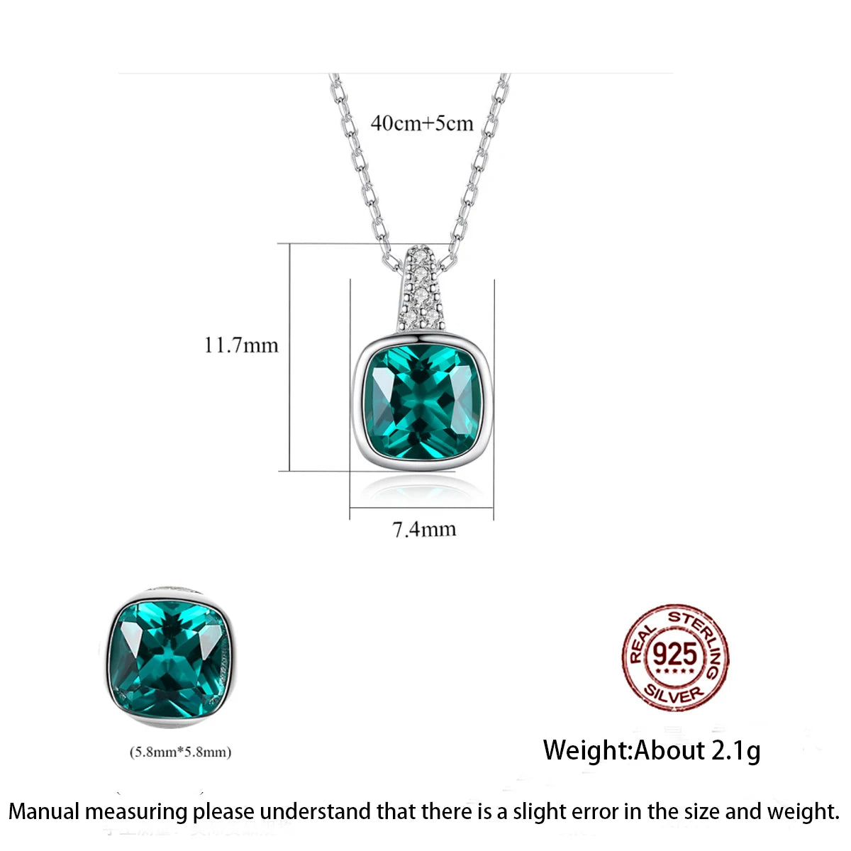 925 Sterling Silver Jewelry Set with Emerald Zirconia – Ring, Earrings & Necklace