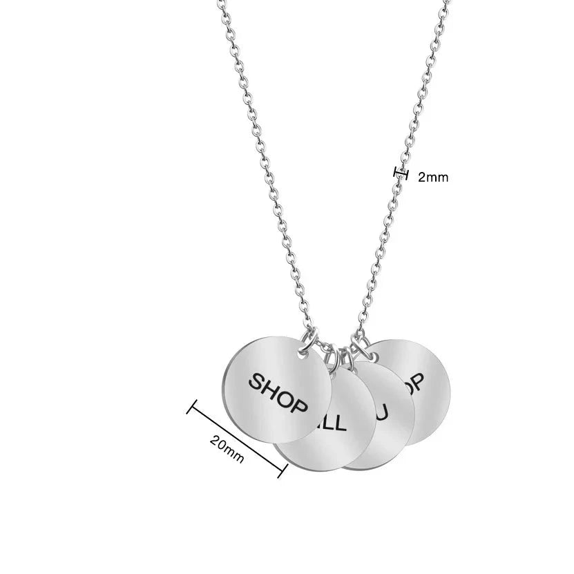 Customized Engraved Name Necklace – Coin Pendant with Personalized Text, Logo, or Initials