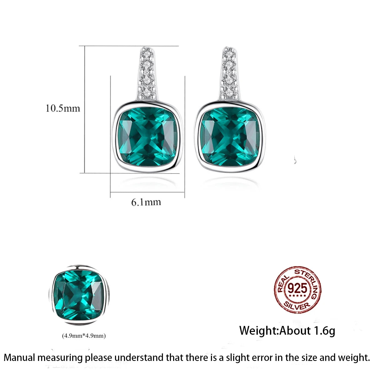 925 Sterling Silver Jewelry Set with Emerald Zirconia – Ring, Earrings & Necklace