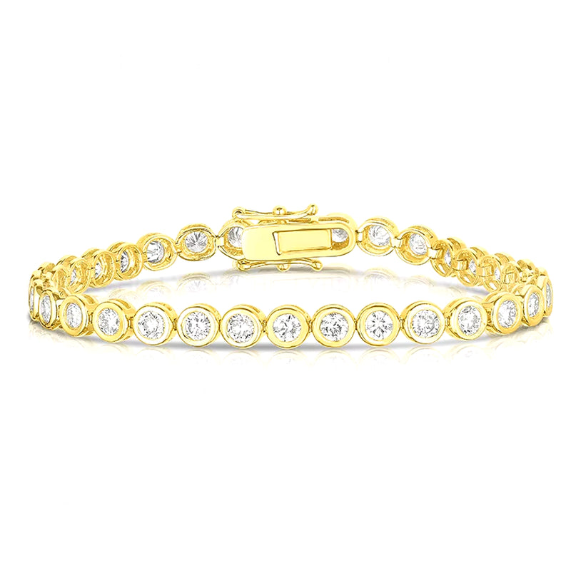 18K Gold Plated 925 Sterling Silver Shiny Sparkling Gemstone CZ Multi Size Tennis Fashion Bracelets