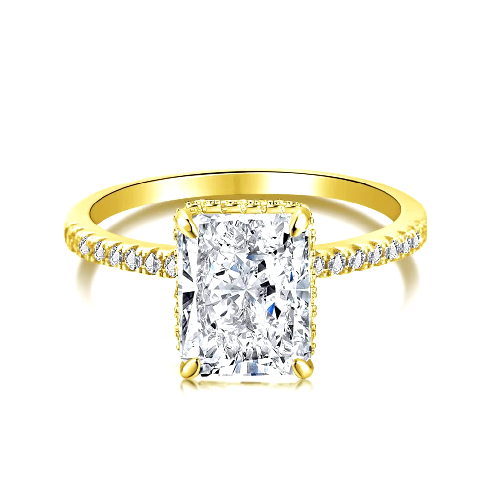 Customize Gold Plated Oval Cut Cubic Zirconia Diamond Ring 925 Sterling Silver