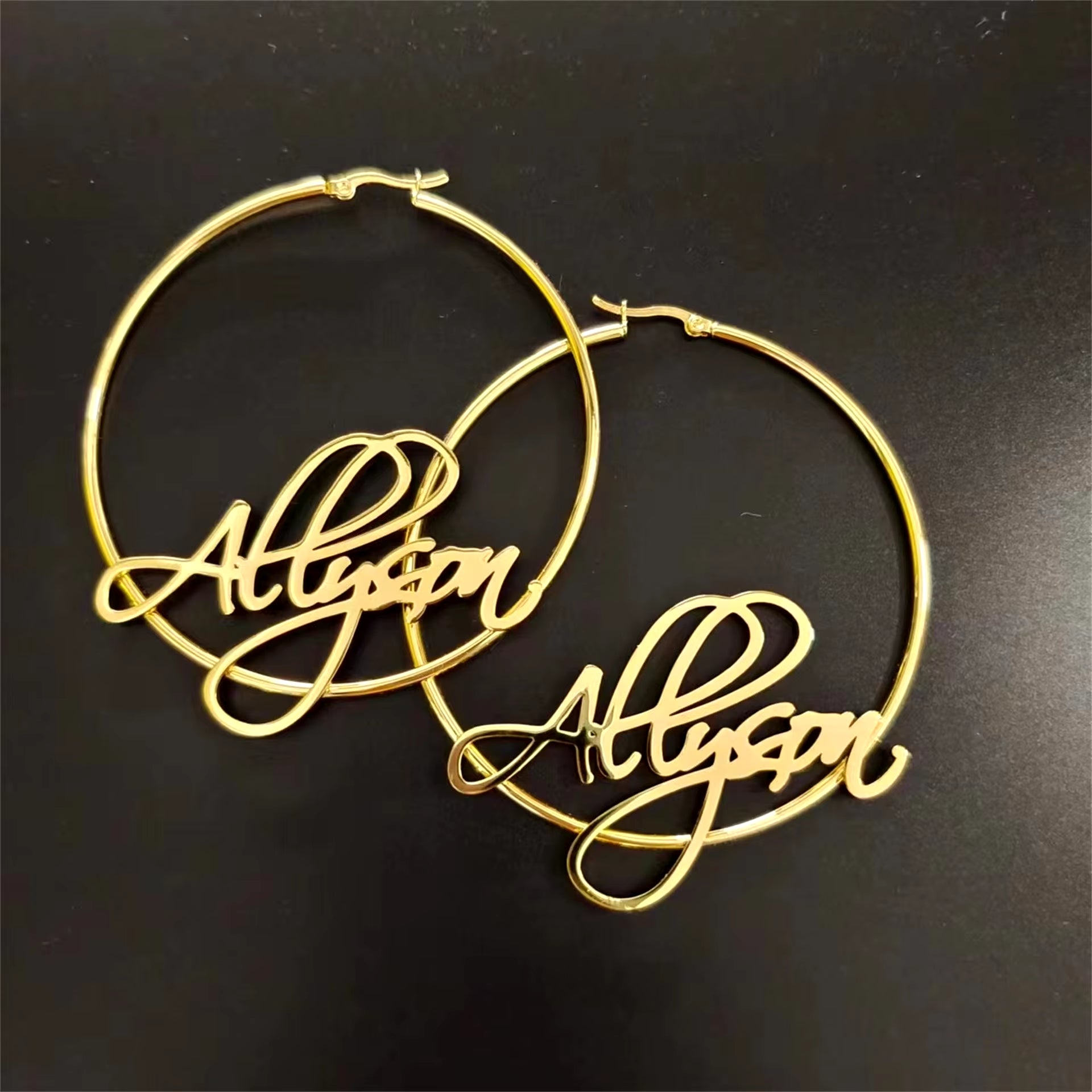 Hip Hop Custom Name Earrings Stainless Steel Plated Zodiac Big Hoop Earrings