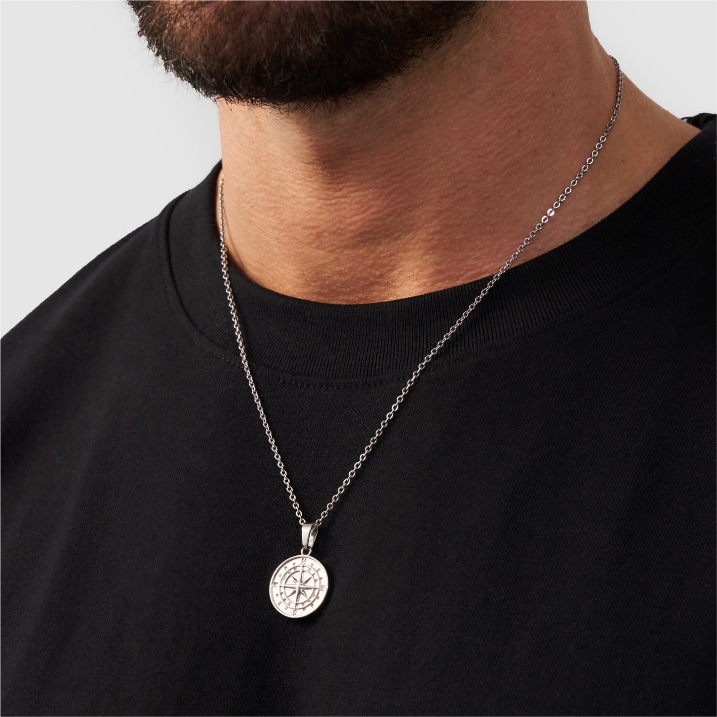 Compass Pendant Chain Silver