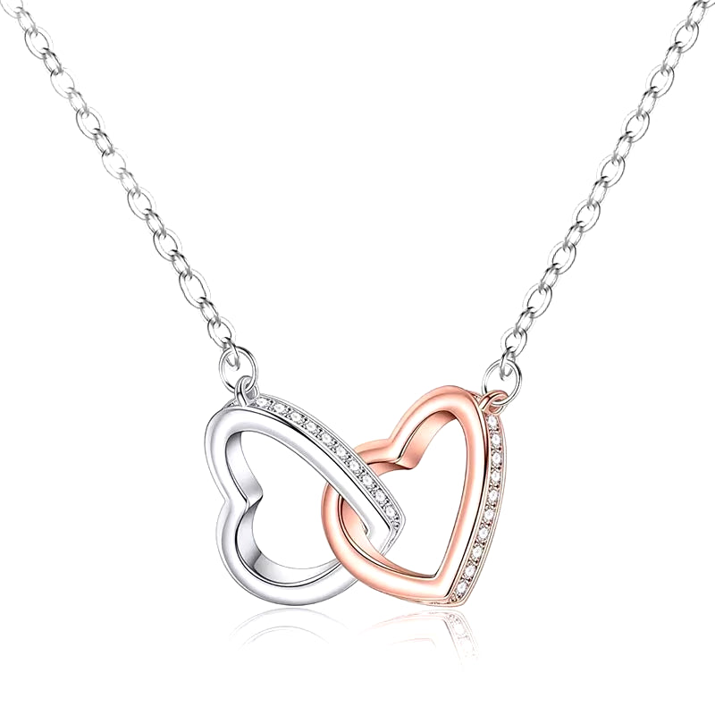 925 Sterling Silver Double Heart Necklace Pendant