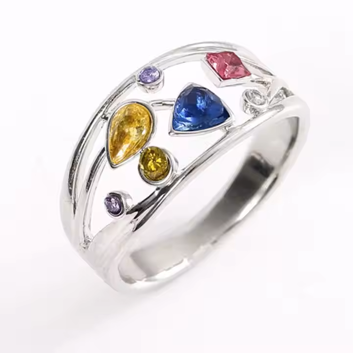 Zircon Diamond-Cut Silver Colorful Elegant Ring