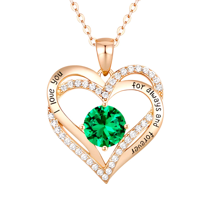 925 Sterling Silver Love Heart Pendant  Birthstone Necklace